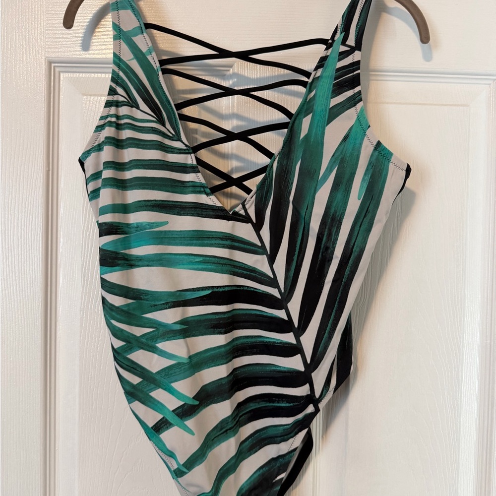 PINK Victoria's Secret Green and Black Strappy Bathing suit